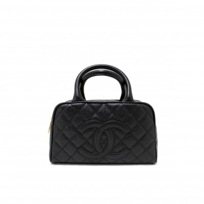 CHANEL MASTER BLACK CAVIAR SMALL BOWLER HANDBAG 71303 (25*15*7cm)
